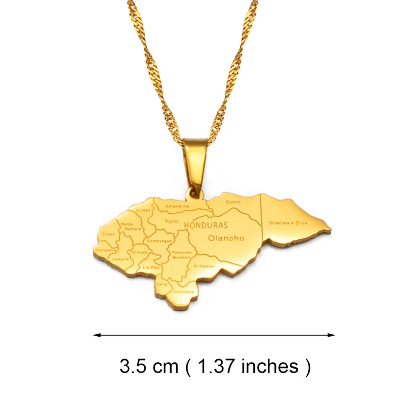 Anniyoc Honduras Map Pendant Necklace for Women #233621