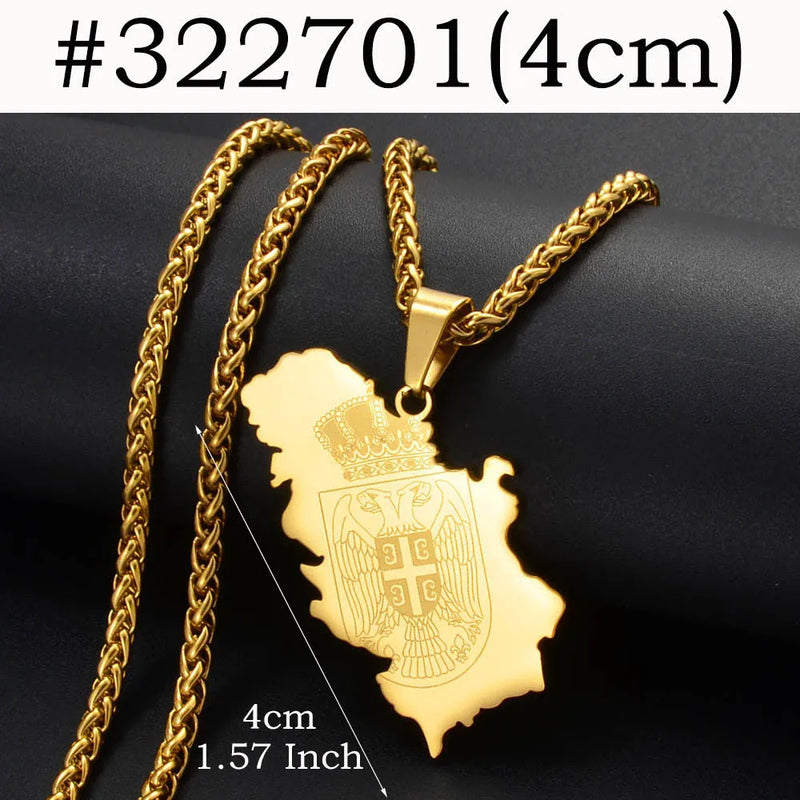 Serbia Map Flag Pendant Necklace Serbian Jewelry #322701