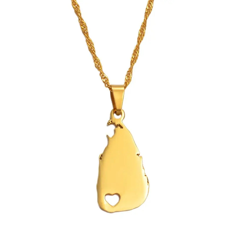 Anniyoc Sri Lanka Map Pendant Necklace for Women Charm Jewelry
