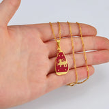 Anniyoc Sri Lanka Map and Flag Pendant Necklace