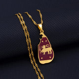 Anniyoc Sri Lanka Map and Flag Pendant Necklace
