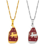 Anniyoc Sri Lanka Map and Flag Pendant Necklace