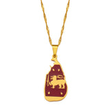 Anniyoc Sri Lanka Map and Flag Pendant Necklace