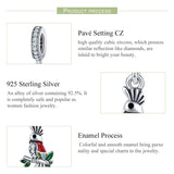 925 Silver Parrot Pendant Charms CZ Bead Necklace Bracelet