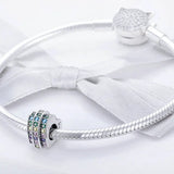 925 Silver Rainbow Crystal Heart CZ Charm Bead for Bracelet Chain Necklaces