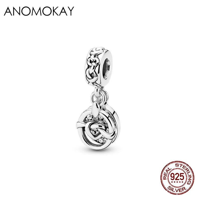 925 Silver Mother & Daughter Love Charm Pendant for Bracelet Bangle Jewelry