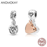 925 Silver Mother & Daughter Love Charm Pendant for Bracelet Bangle Jewelry