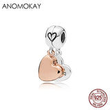 925 Silver Mother & Daughter Love Charm Pendant for Bracelet Bangle Jewelry