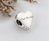 925 Silver Thank You Love Charm for DIY Bracelet with Dark Heart Beads