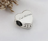 925 Silver Thank You Love Charm for DIY Bracelet with Dark Heart Beads