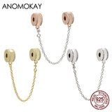 Sterling Silver Safety Chain Set with CZ for Bracelets & Bangles