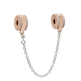 Sterling Silver Safety Chain Set with CZ for Bracelets & Bangles