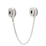 Sterling Silver Safety Chain Set with CZ for Bracelets & Bangles
