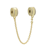 Sterling Silver Safety Chain Set with CZ for Bracelets & Bangles