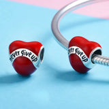 Anomokay 925 Silver Heart Bead Never Give Up Love Charm