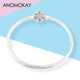925 Silver Snowflake Clasp Bangles for Women Men
