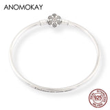 925 Silver Snowflake Clasp Bangles for Women Men