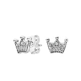 Anomokay CZ Crown Stud Earrings - Silver Rose Jewelry for Women