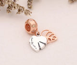 925 Silver Crystal Heart Leaf Rose Charm Bracelet Beads