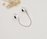 Sterling Silver Victory Hand Safety Chain Bracelet Bangle Clip Jewelry