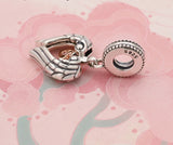 925 Silver Angle of Wings Charm Pendant with Rose Heart