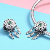 925 Silver Dream Catcher Charms Bracelet Necklace Green CZ Jewelry