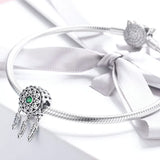 925 Silver Dream Catcher Charms Bracelet Necklace Green CZ Jewelry