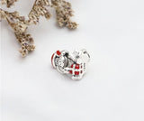 Xmas Enamel Sled Dog 925 Silver Charm for DIY Bead Jewelry