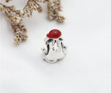 Xmas Enamel Sled Dog 925 Silver Charm for DIY Bead Jewelry