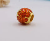 Enamel Honey Round Charm for Bracelet Bangle Golden Beehive 925 Silver Beads