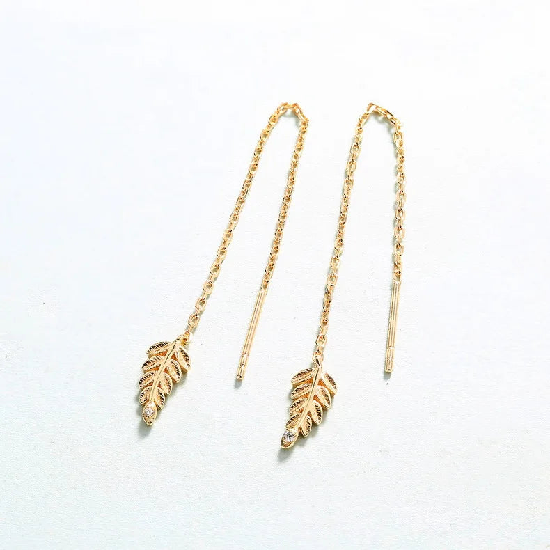 Sterling 925 Silver Leaf Drop Earrings for Women