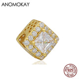 925 Silver Charm Beads with Crystal for DIY Jewelry
