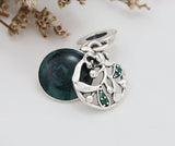 Anomokay Green Enamel Mistletoe Round Silver Pendant Beads