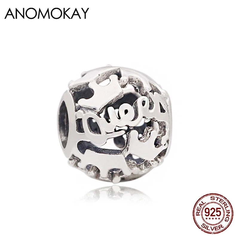 925 Silver Hollow Out Queen Crown Bead for Bracelet & Bangle