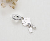 Pink & Red Heart Key Pendant Charms 925 Silver Ballon Bead for DIY Jewelry