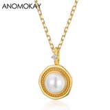 Geometric Rhombus Pearl Necklace 925 Silver Jewelry