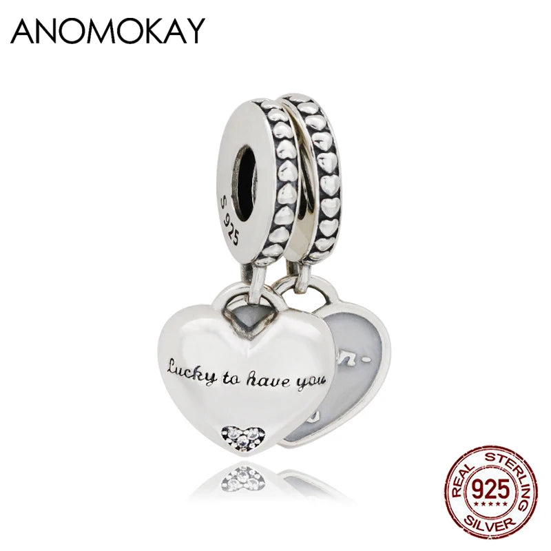 Mother & Daughter Two Piece Silver Pendant Charm for DIY Bracelet Necklace