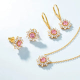 Crystal Sunflower Silver Stud Earrings for Women