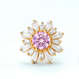 Crystal Sunflower Silver Stud Earrings for Women