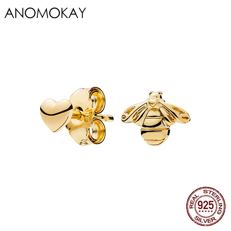 925 Silver Bee Stud Earrings for Women