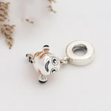 Orange Enamel Fish Pendant Bead 925 Sterling Silver Sea Animal Charms
