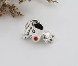 Red Enamel Nose Reindeer Silver Charm Bead Xmas Gift Kids