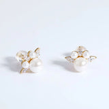 Crystal Pearl Earrings Real 925 Silver Crown Model