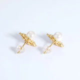Crystal Pearl Earrings Real 925 Silver Crown Model