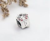 925 Silver Santa Claus Dog Charm Red Enamel Christmas DIY Xmas Jewelry