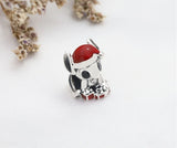925 Silver Santa Claus Dog Charm Red Enamel Christmas DIY Xmas Jewelry