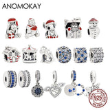 925 Silver Santa Claus Dog Charm Red Enamel Christmas DIY Xmas Jewelry