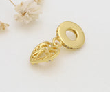 Hollow Heart Flower Pendant Beads with Crystal