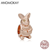 Rose Kangaroo Charm 925 Sterling Silver for Bracelet DIY