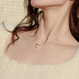 Anomokay Pearl Zircon Balance Beam Necklace S925 Silver Pendant